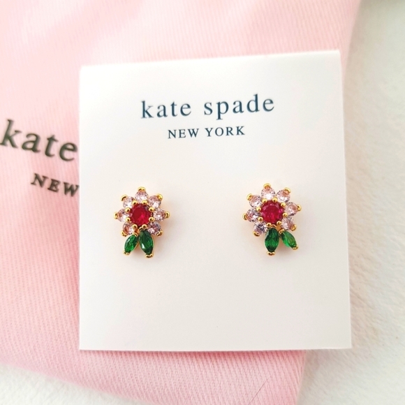 Kate Spade New Bloom Flower Stud Earrings Post Back Colorful NWT NEW